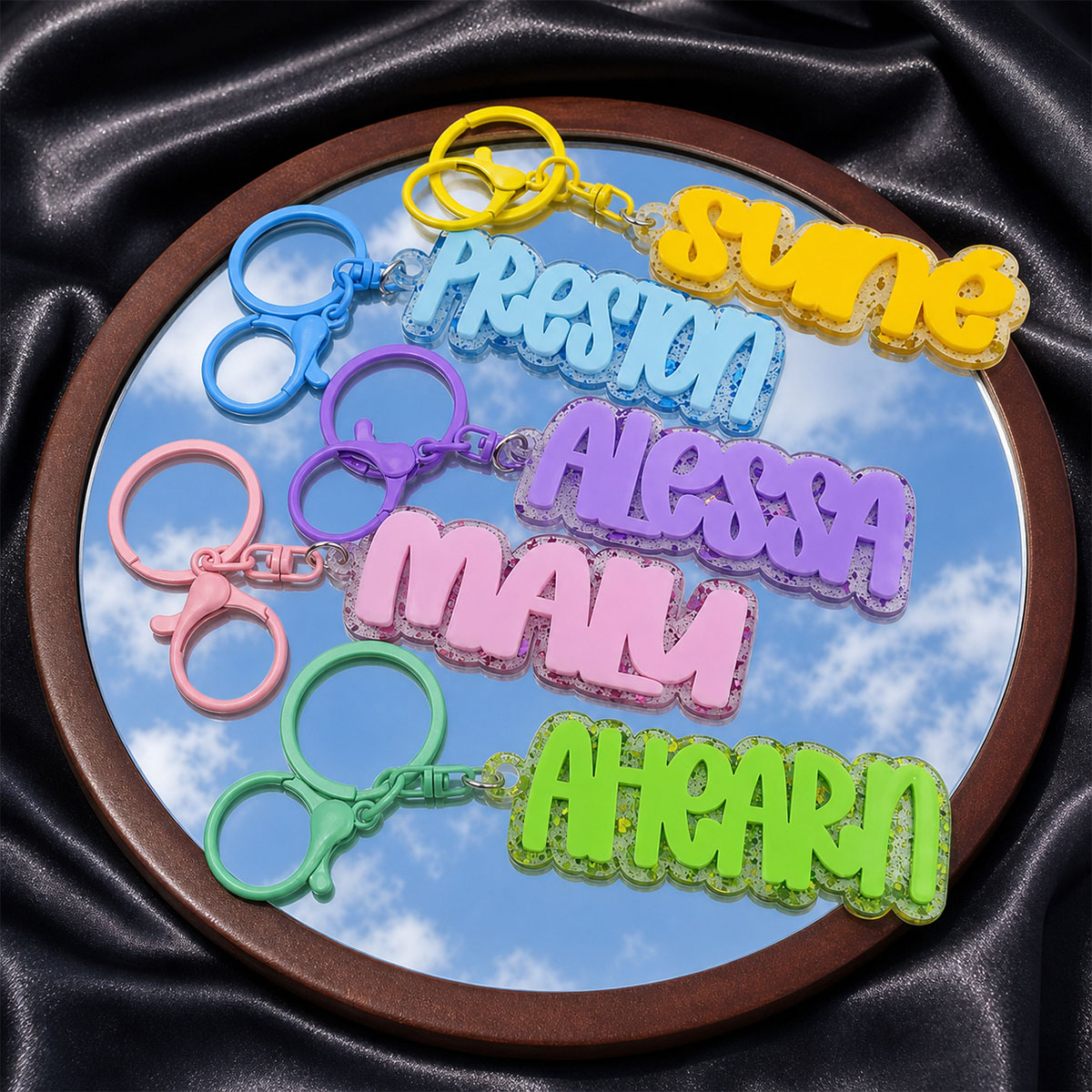 Initial Ring Custom - Custom Name Acrylic Keychain Personalized Letter